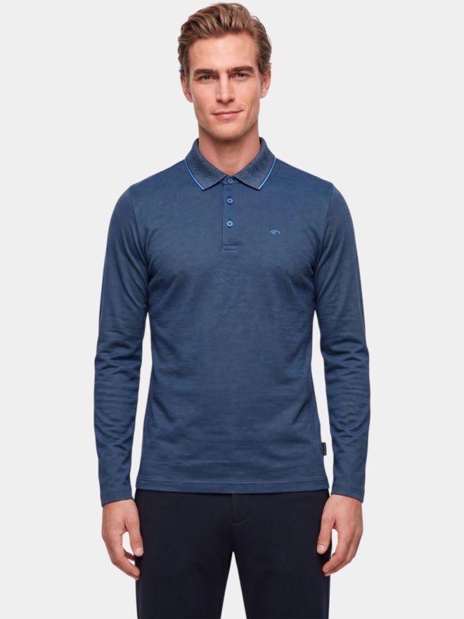 Daniel Springs 2-Tone Pique Thermo Langarm Polo denim