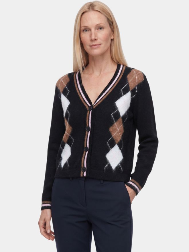 Valiente Aryle Jaquard Cardigan Jacke Strick schwarz