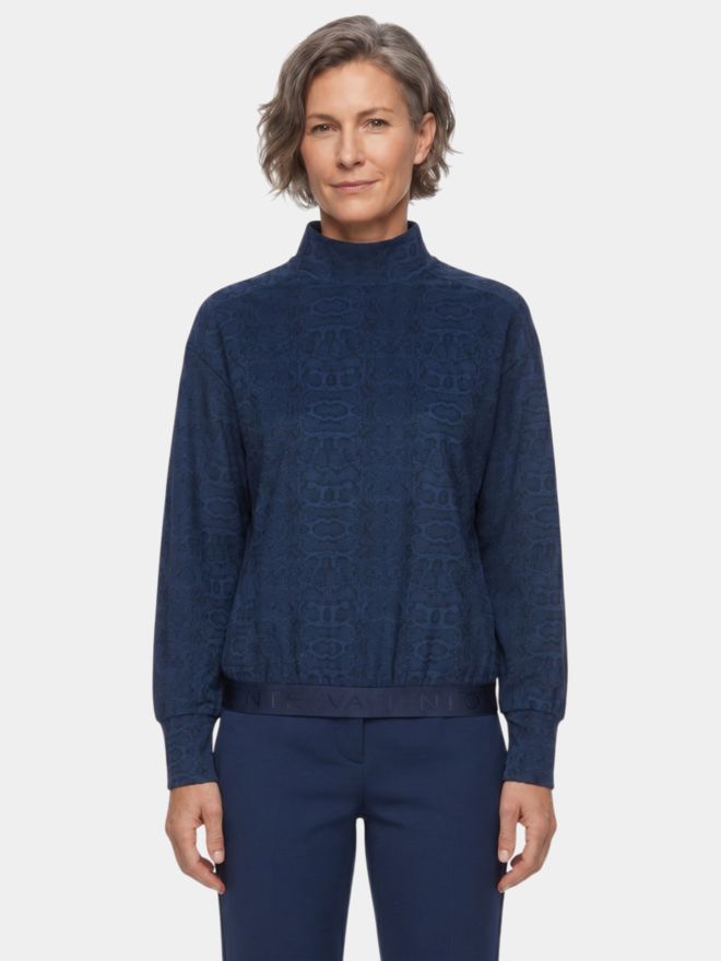 Valiente Snake Jacquard Mock neck Stretch Unterzieher navy