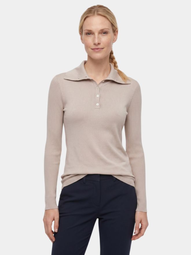 Valiente Strick Langarm Polo sand