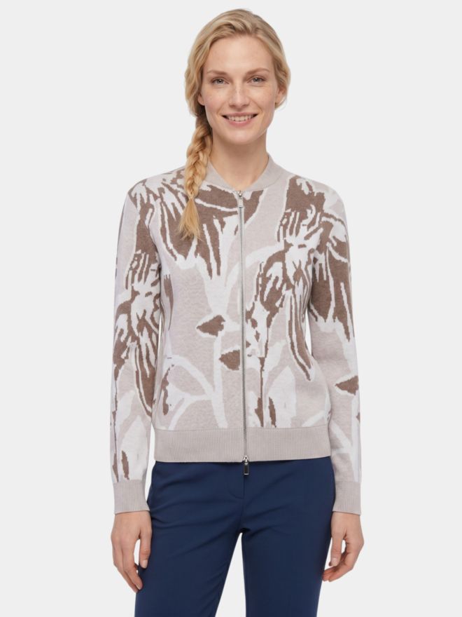Valiente Jaquard Jacke Strick sand
