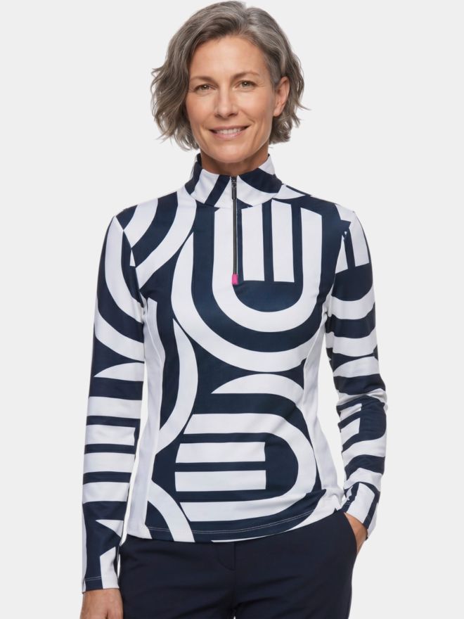 Valiente Druck 1/2 Zip Stretch Thermo Midlayer navy