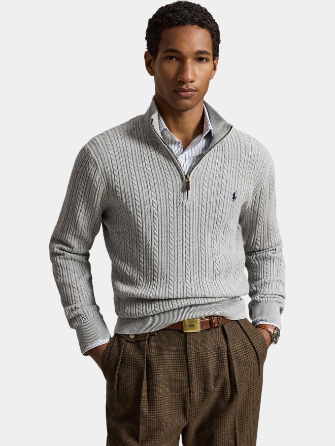 Polo Ralph Lauren SWEATER Troyer Strick grau