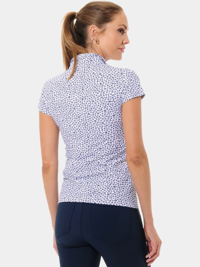 MDC Floral Print Halbarm Polo weiß