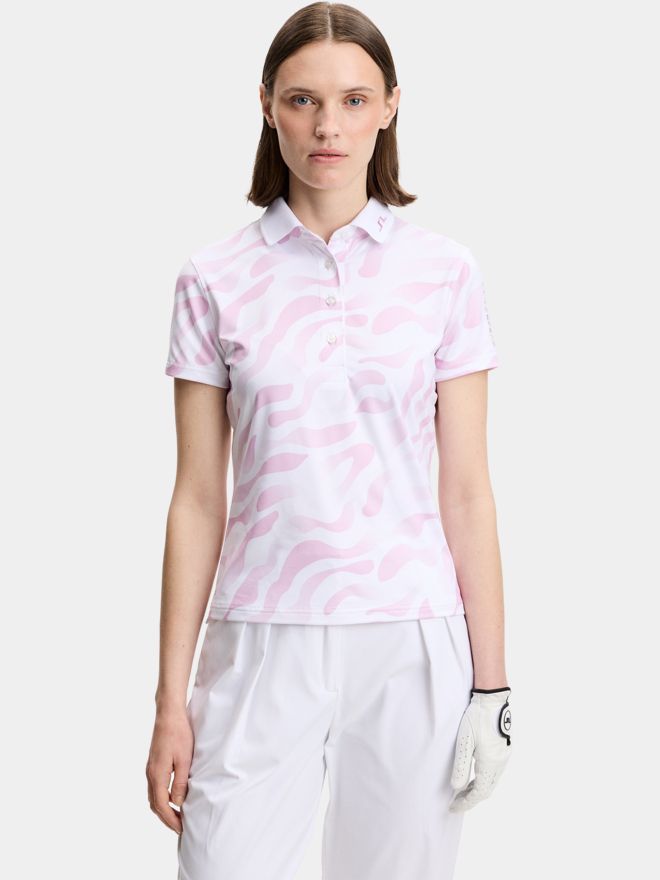 J.Lindeberg Tour Tech Print Halbarm Polo rosa