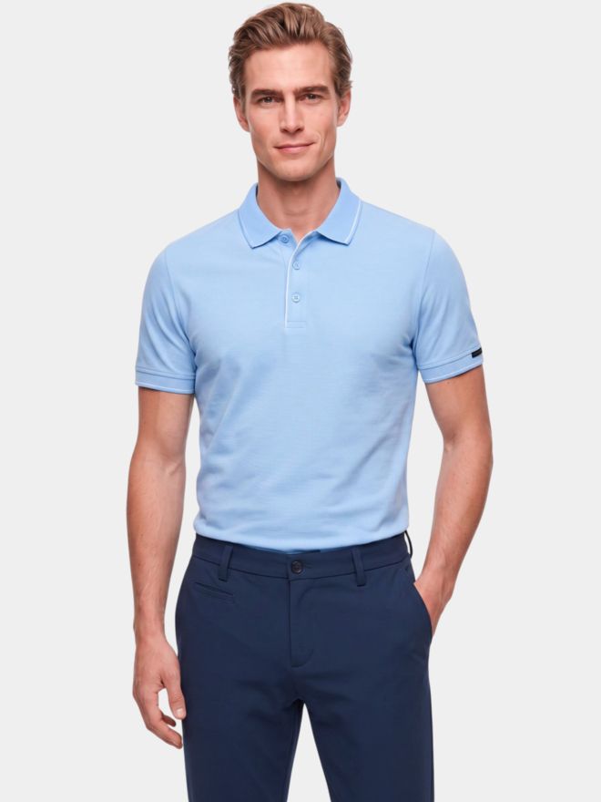 Daniel Springs Baumwoll Pique Halbarm Polo hellblau