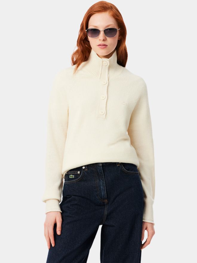 Lacoste HALF-ZIP Pullover Strick ecru
