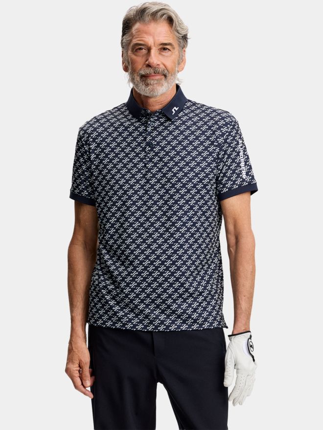 J.Lindeberg Tour Tech Print Halbarm Polo navy