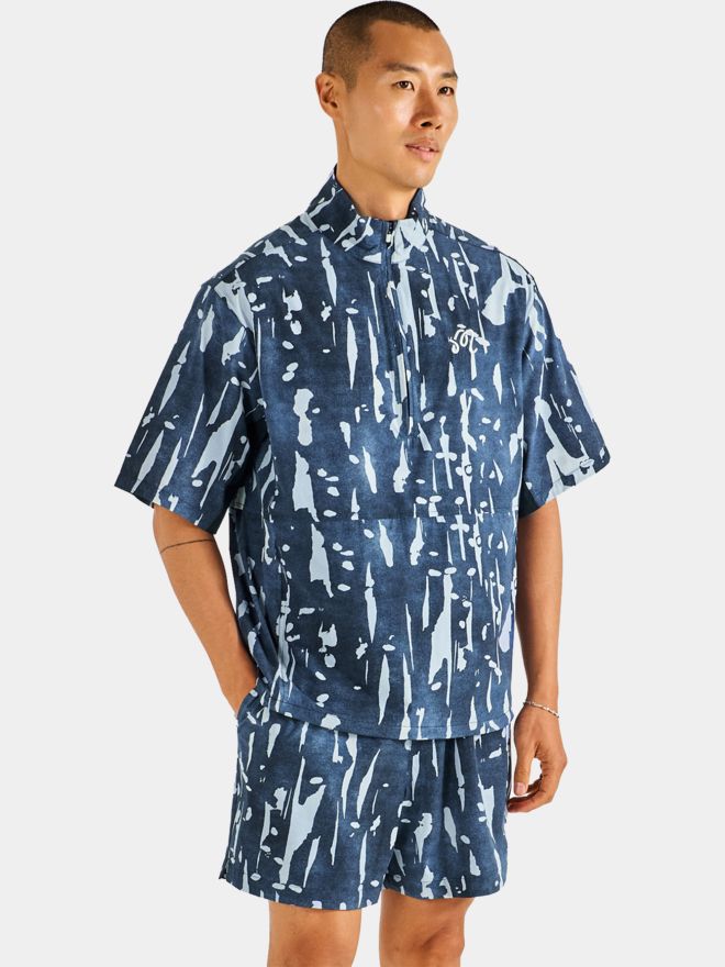 Malbon PINE INKWASH Halbarm Windshirt navy