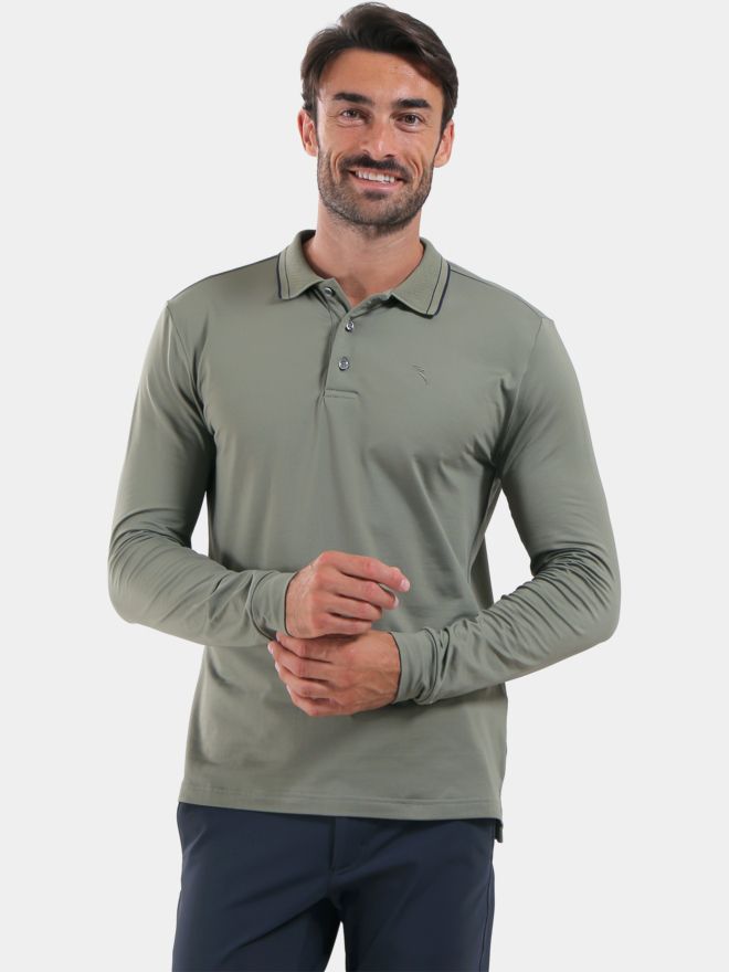 Chervo ALFABETO - Langarm Polo oliv