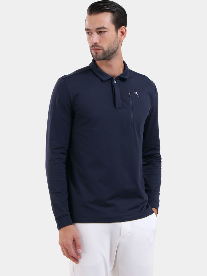 Chervo AZTECO - Langarm Polo navy