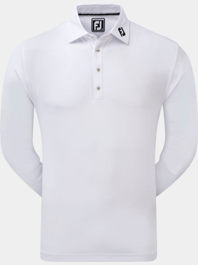 FootJoy THERMOLITE LONG SLEEVED SMOOTH PIQUE Langarm Polo weiß