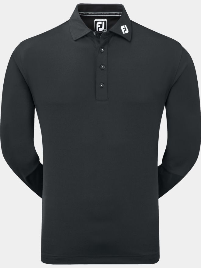 FootJoy THERMOLITE LONG SLEEVED SMOOTH PIQUE Langarm Polo schwarz