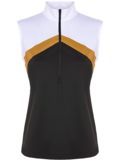 Valiente Colourblock Stehkragen ohne Arm Polo schwarz