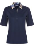Valiente Floral-Druck-Kragen Halbarm Polo navy