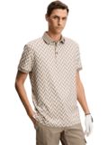J.Lindeberg Tour Tech Print Halbarm Polo camel