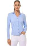 MDC button down long sleeve polo light blue