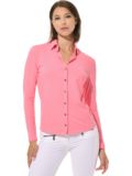 MDC button down long sleeve polo pink