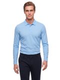 Daniel Springs 2-Tone Pique Thermo Langarm Polo hellblau