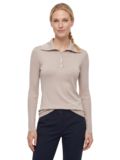 Valiente Strick Langarm Polo sand