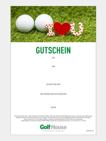 Golf House Gutschein zum Drucken Love Herz