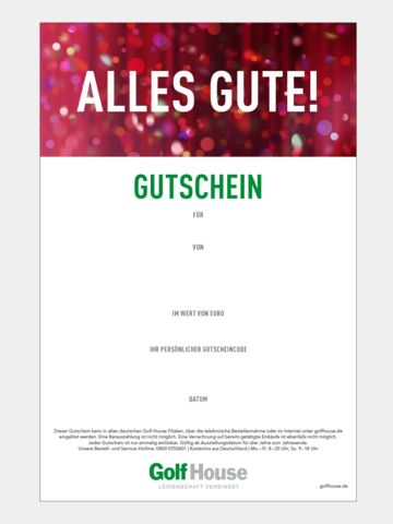 Golf House Gutschein zum Drucken Alles Gute rot