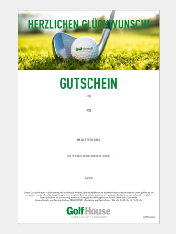 Golf House Gutschein zum Drucken Glückwunsch Ball