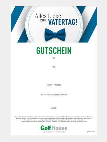 Golf House Gutschein zum Drucken Vatertag