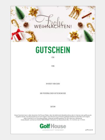 Golf House Gutschein zum Drucken Weihnachten