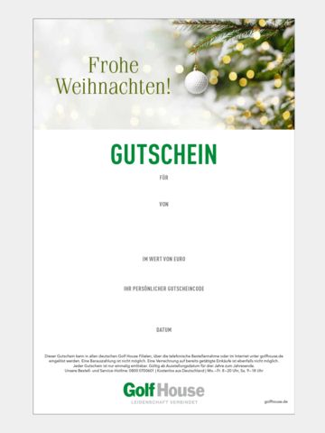 Golf House Gutschein zum Drucken Weihnachten Ball
