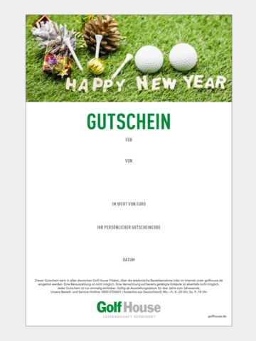 Golf House Gutschein zum Drucken Neujahr