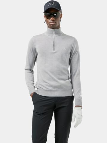 J.Lindeberg  Kian Zipped Sweater Troyer Strick hellgrau melange