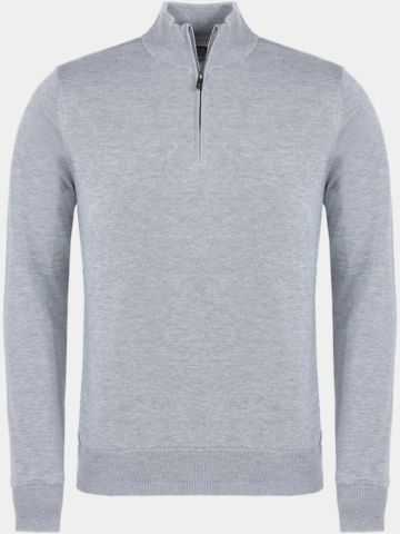 FootJoy Wool Blend Lined 1/2 Zip Pullover Windstopp Strick grau melange