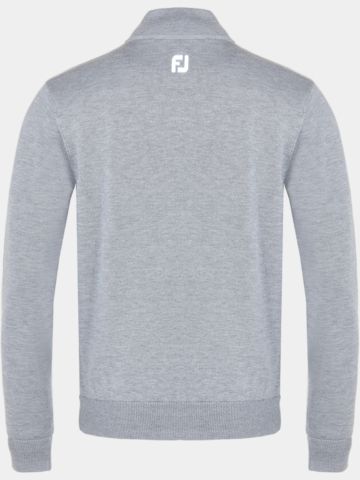 FootJoy Wool Blend Lined 1/2 Zip Pullover Windstopp Strick grau melange
