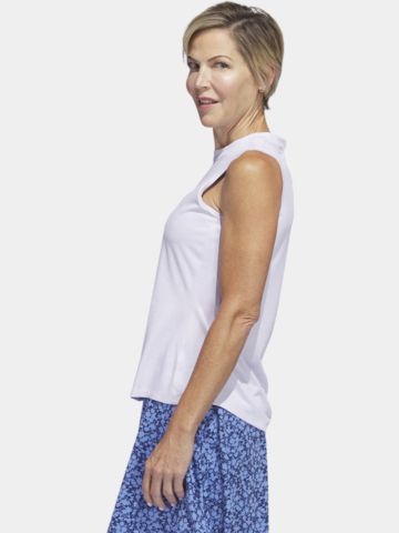 adidas HEATHERED ESS. MOCK sleeveless polo white