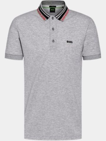 BOSS Paule slim fit Halbarm Polo hellgrau melange