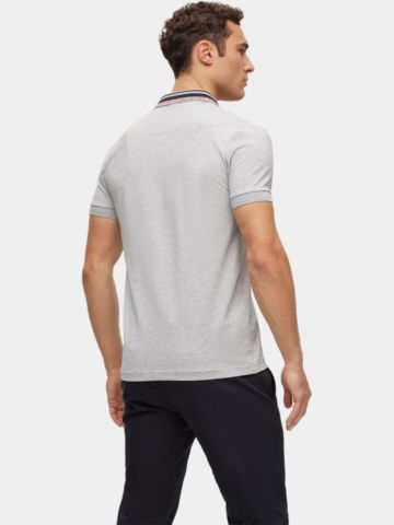 BOSS  Paule slim fit Halbarm Polo hellgrau melange