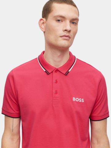 BOSS Paddy Pro regular fit Halbarm Polo beere