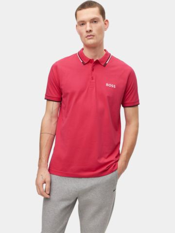 BOSS Paddy Pro regular fit Halbarm Polo beere