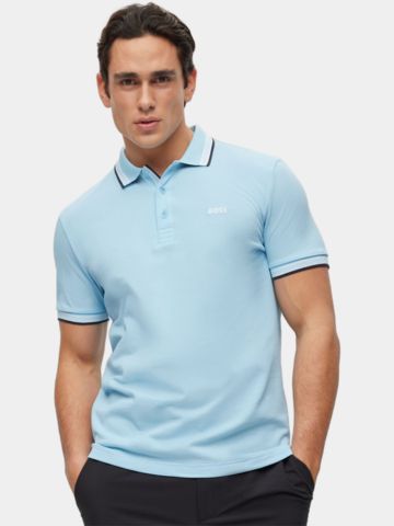 BOSS Paddy regular fit Halbarm Polo hellblau