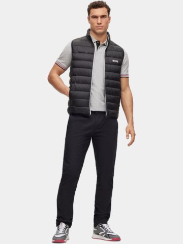 BOSS Paul Curved slim fit Halbarm Polo grau melange