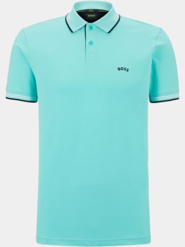 BOSS  Paul Curved slim fit Halbarm Polo türkis