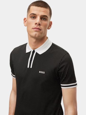 BOSS Paddy 5 regular fit Halbarm Polo schwarz