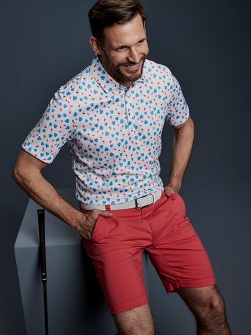 Daniel Springs Flamingo-Print Halbarm Polo weiß