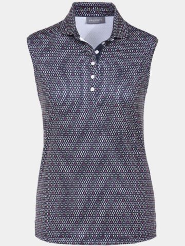 Valiente polo w/o sleeves printed ohne Arm Polo navy