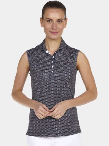 Valiente polo w/o sleeves printed ohne Arm Polo navy