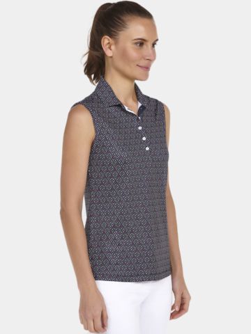 Valiente gemustertes Poloshirt ohne Ärmel navy