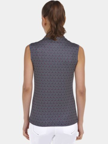 Valiente gemustertes Poloshirt ohne Ärmel navy