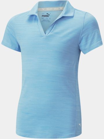 Puma Girls Cloudspun Coast Halbarm Polo hellblau