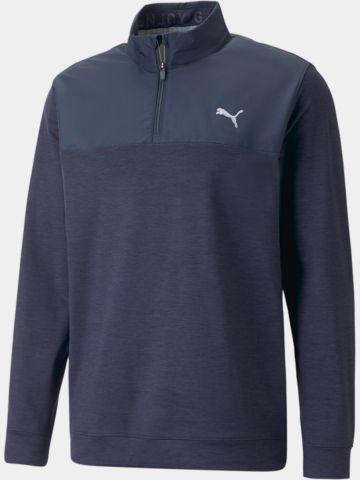 Puma Cloudspun Colorblock 1/4 Zip Stretch Midlayer navy